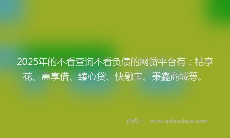 2025年的不看查询不看负债的网贷平台有：桔享花、惠享借、臻心贷、快融宝、秉鑫商城等。