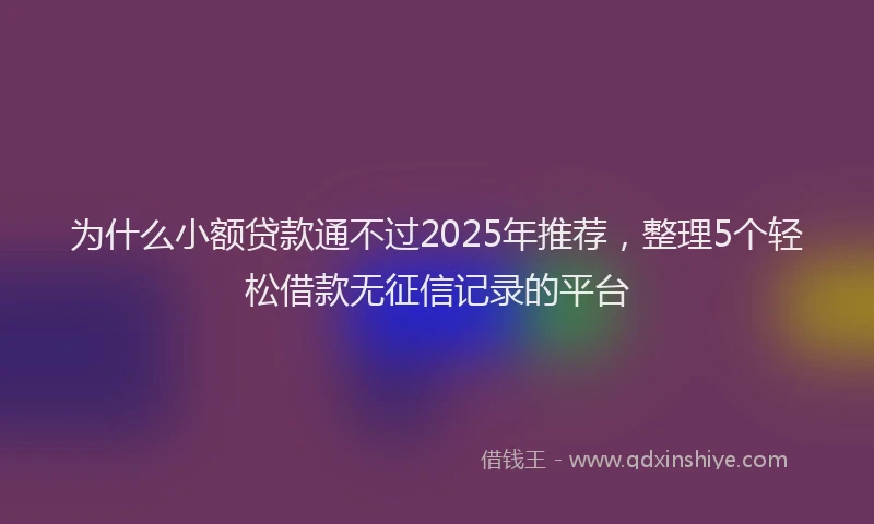 为什么小额贷款通不过2025年推荐，整理5个轻松借款无征信记录的平台