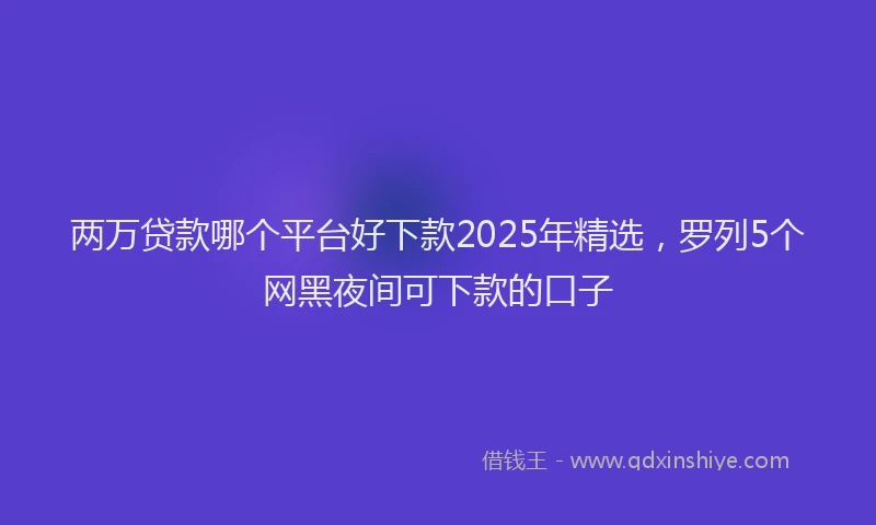 两万贷款哪个平台好下款2025年精选，罗列5个网黑夜间可下款的口子