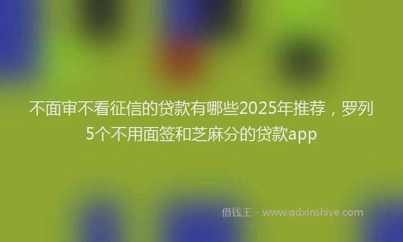不面审不看征信的贷款有哪些2025年推荐，罗列5个不用面签和芝麻分的贷款app