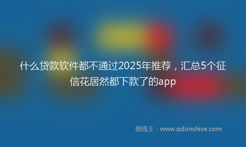 什么贷款软件都不通过2025年推荐，汇总5个征信花居然都下款了的app