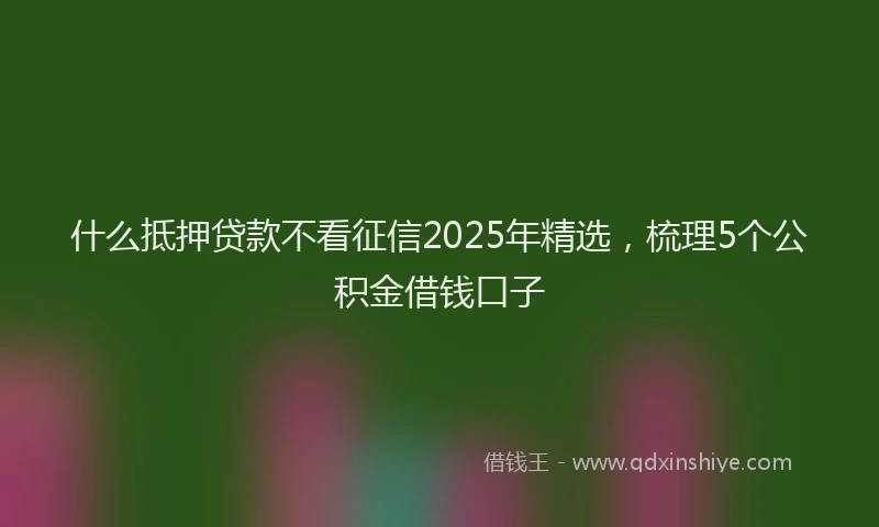 什么抵押贷款不看征信2025年精选，梳理5个公积金借钱口子