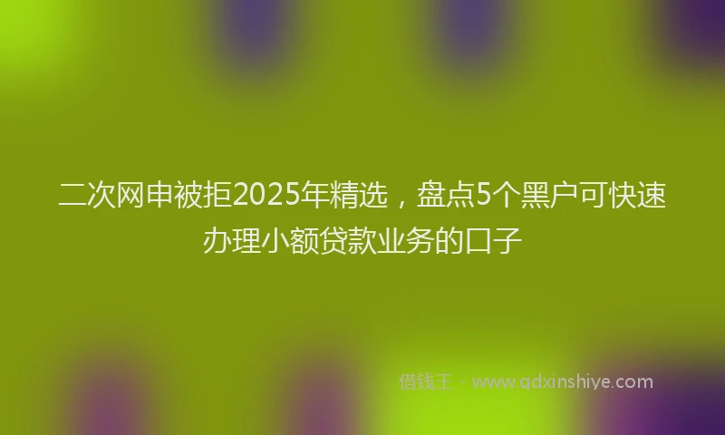 二次网申被拒2025年精选，盘点5个黑户可快速办理小额贷款业务的口子