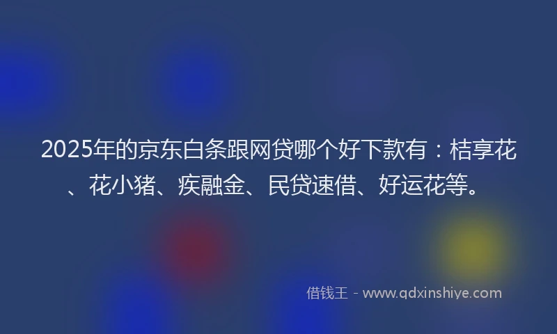 2025年的京东白条跟网贷哪个好下款有：桔享花、花小猪、疾融金、民贷速借、好运花等。