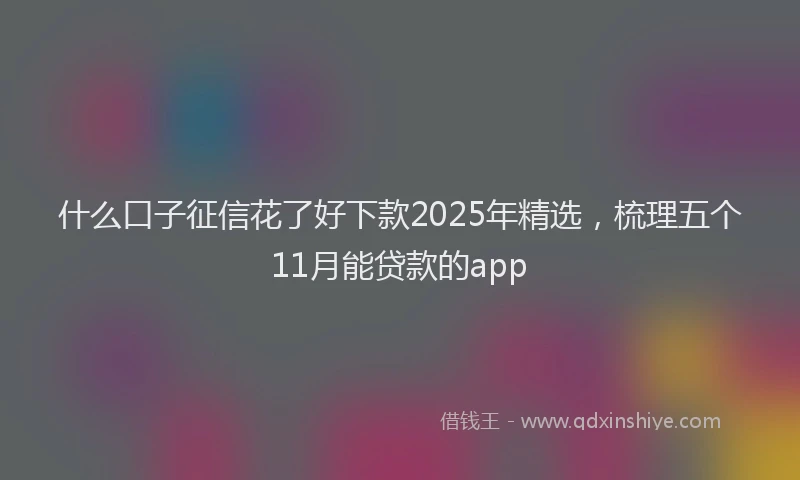 什么口子征信花了好下款2025年精选，梳理五个11月能贷款的app