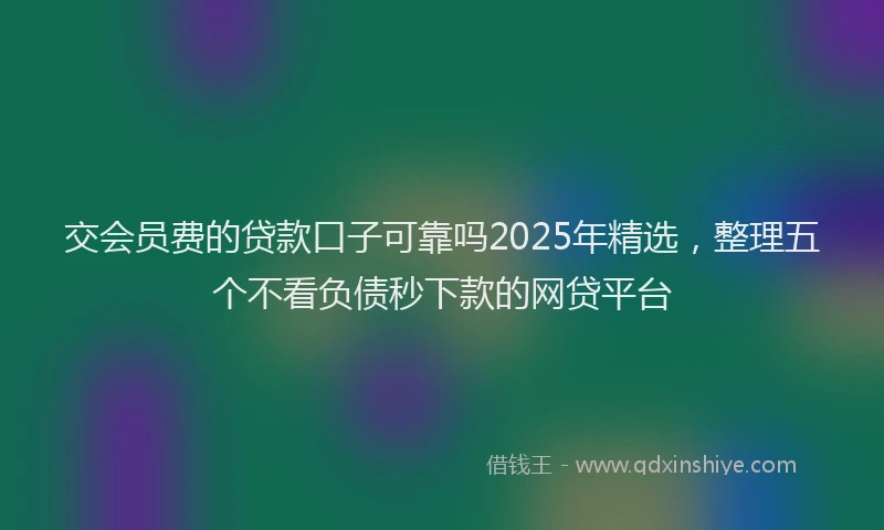 交会员费的贷款口子可靠吗2025年精选，整理五个不看负债秒下款的网贷平台