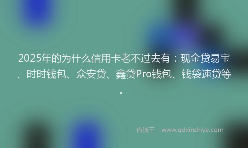 2025年的为什么信用卡老不过去有：现金贷易宝、时时钱包、众安贷、鑫贷Pro钱包、钱袋速贷等。