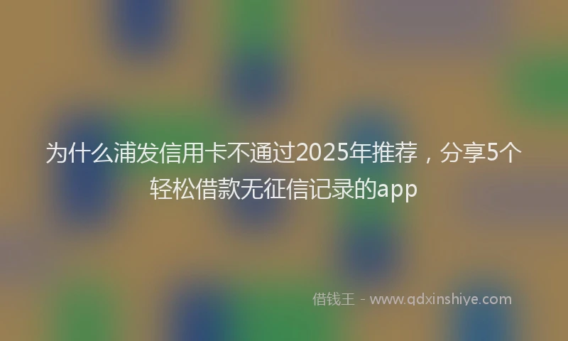 为什么浦发信用卡不通过2025年推荐，分享5个轻松借款无征信记录的app