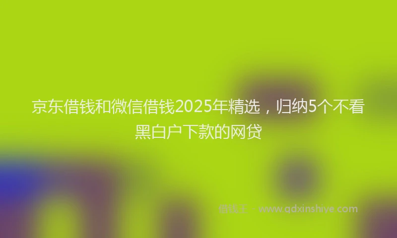 京东借钱和微信借钱2025年精选，归纳5个不看黑白户下款的网贷