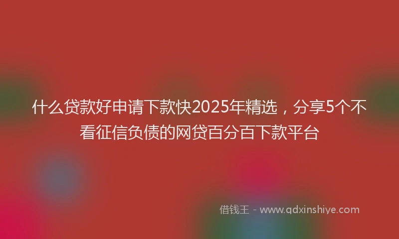 什么贷款好申请下款快2025年精选，分享5个不看征信负债的网贷百分百下款平台