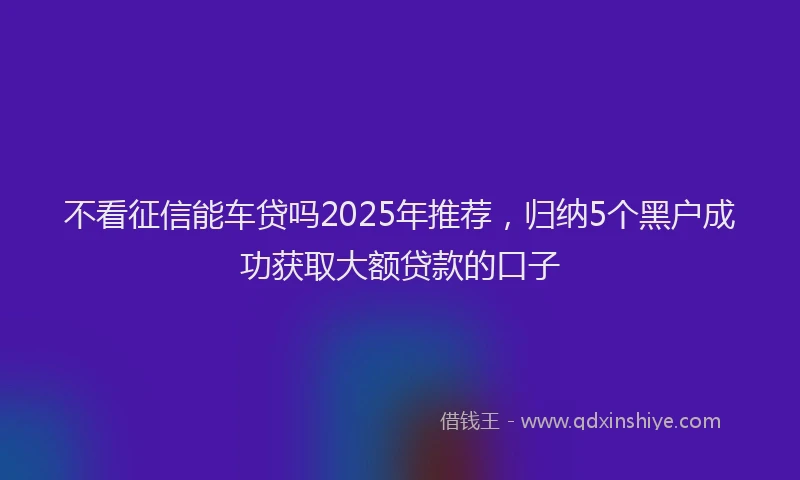 不看征信能车贷吗2025年推荐，归纳5个黑户成功获取大额贷款的口子