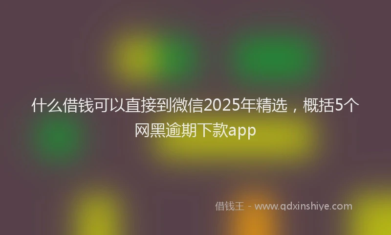 什么借钱可以直接到微信2025年精选，概括5个网黑逾期下款app