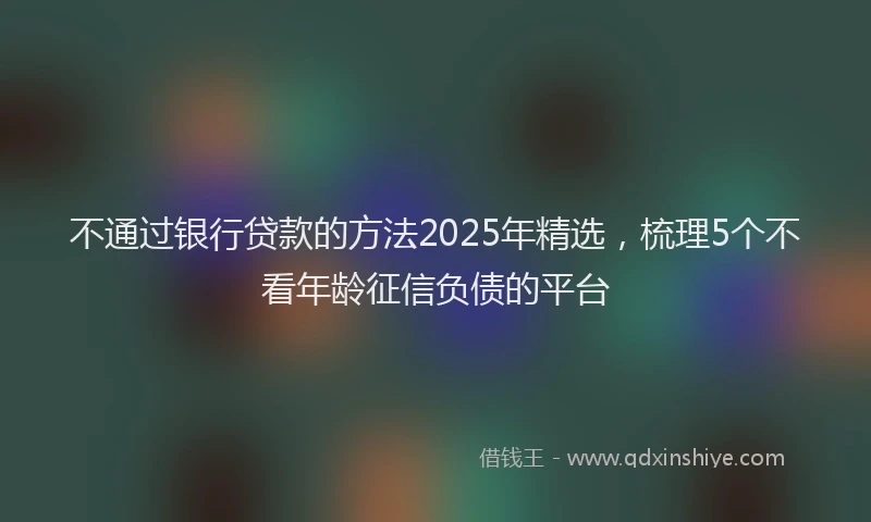 不通过银行贷款的方法2025年精选，梳理5个不看年龄征信负债的平台