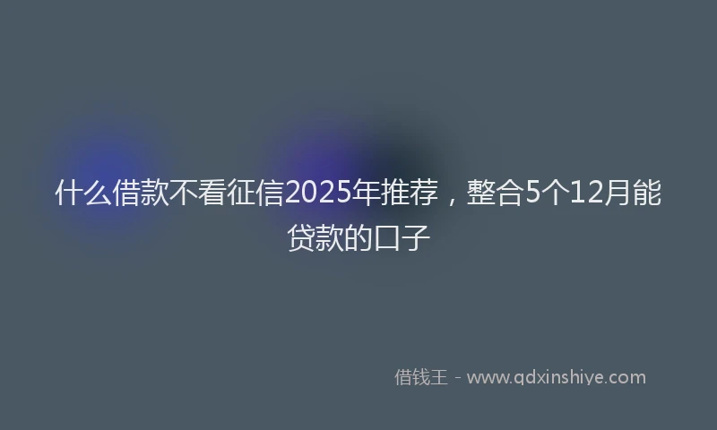 什么借款不看征信2025年推荐，整合5个12月能贷款的口子