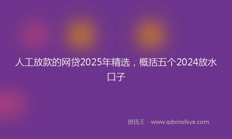 人工放款的网贷2025年精选，概括五个2024放水口子