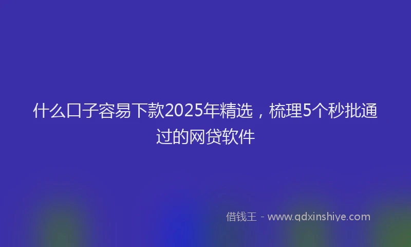 什么口子容易下款2025年精选，梳理5个秒批通过的网贷软件