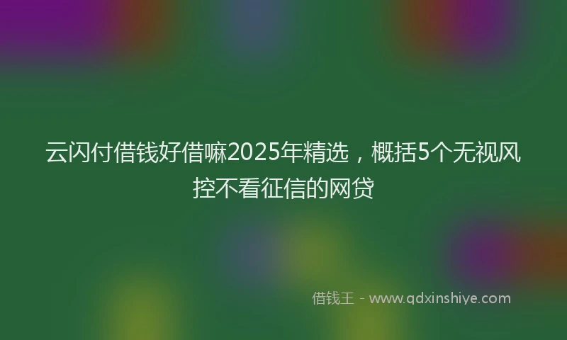 云闪付借钱好借嘛2025年精选，概括5个无视风控不看征信的网贷