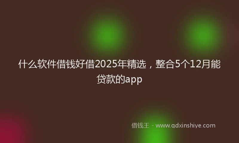 什么软件借钱好借2025年精选，整合5个12月能贷款的app