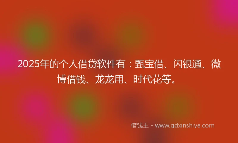 2025年的个人借贷软件有：甄宝借、闪银通、微博借钱、龙龙用、时代花等。