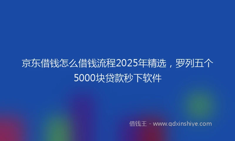 京东借钱怎么借钱流程2025年精选，罗列五个5000块贷款秒下软件