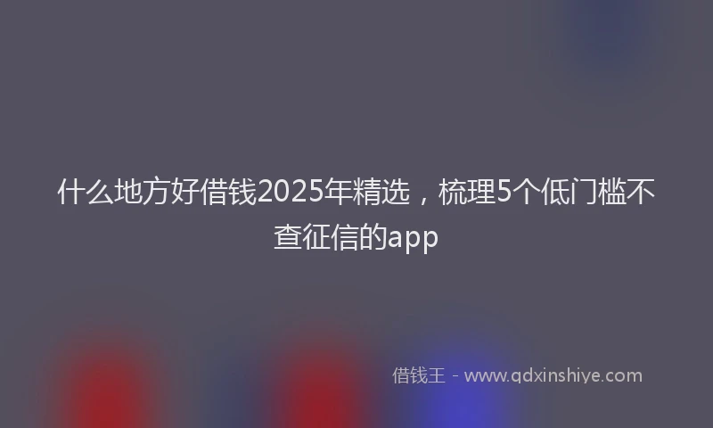 什么地方好借钱2025年精选，梳理5个低门槛不查征信的app