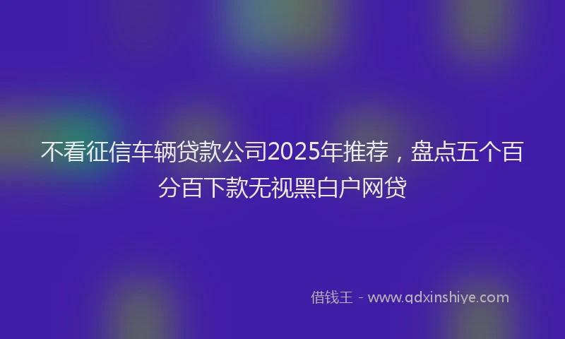不看征信车辆贷款公司2025年推荐，盘点五个百分百下款无视黑白户网贷