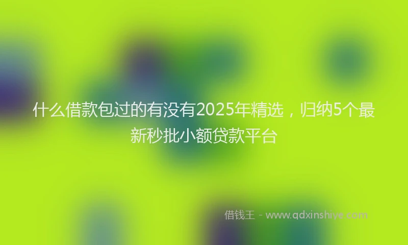 什么借款包过的有没有2025年精选，归纳5个最新秒批小额贷款平台