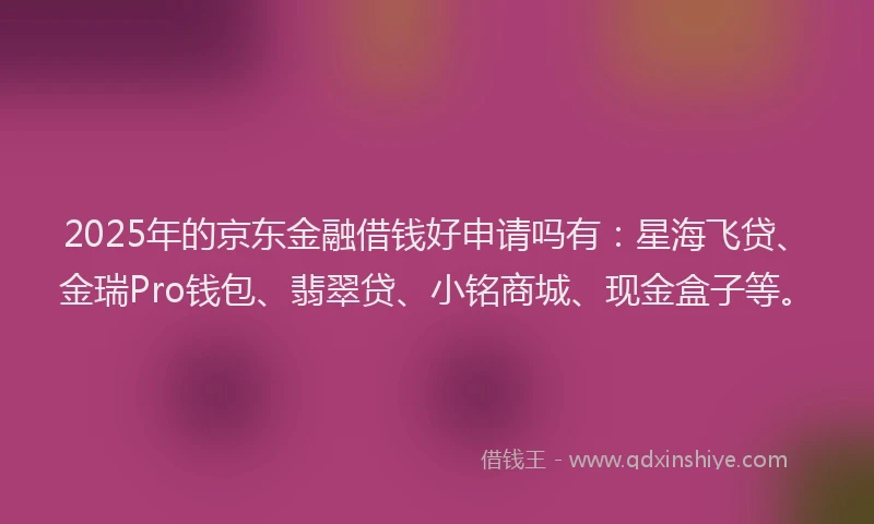 2025年的京东金融借钱好申请吗有：星海飞贷、金瑞Pro钱包、翡翠贷、小铭商城、现金盒子等。