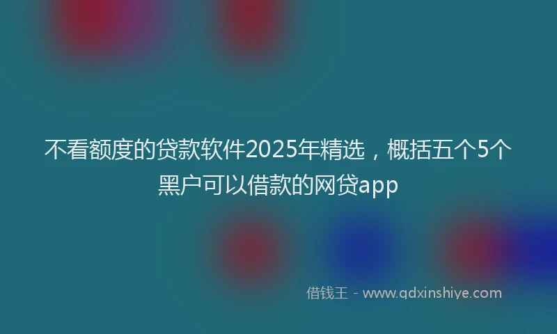 不看额度的贷款软件2025年精选，概括五个5个黑户可以借款的网贷app