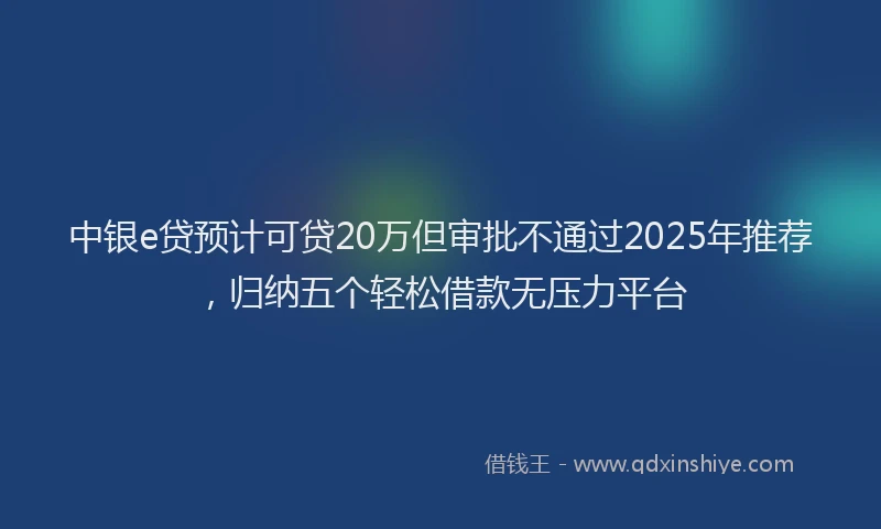 中银e贷预计可贷20万但审批不通过2025年推荐，归纳五个轻松借款无压力平台