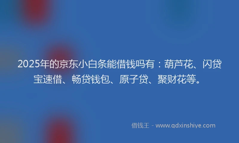 2025年的京东小白条能借钱吗有：葫芦花、闪贷宝速借、畅贷钱包、原子贷、聚财花等。