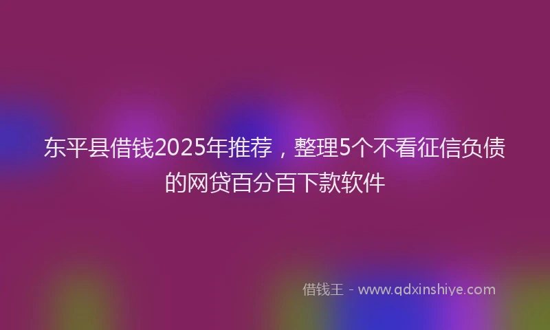 东平县借钱2025年推荐，整理5个不看征信负债的网贷百分百下款软件