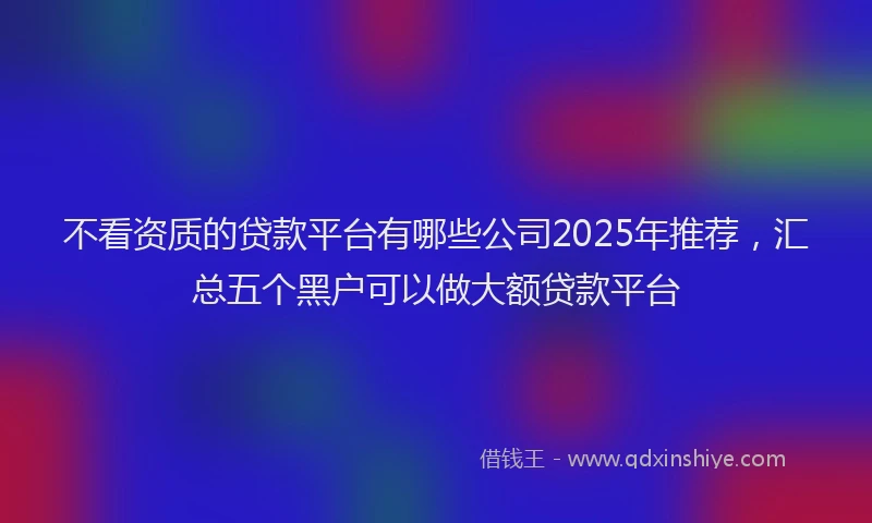 不看资质的贷款平台有哪些公司2025年推荐，汇总五个黑户可以做大额贷款平台