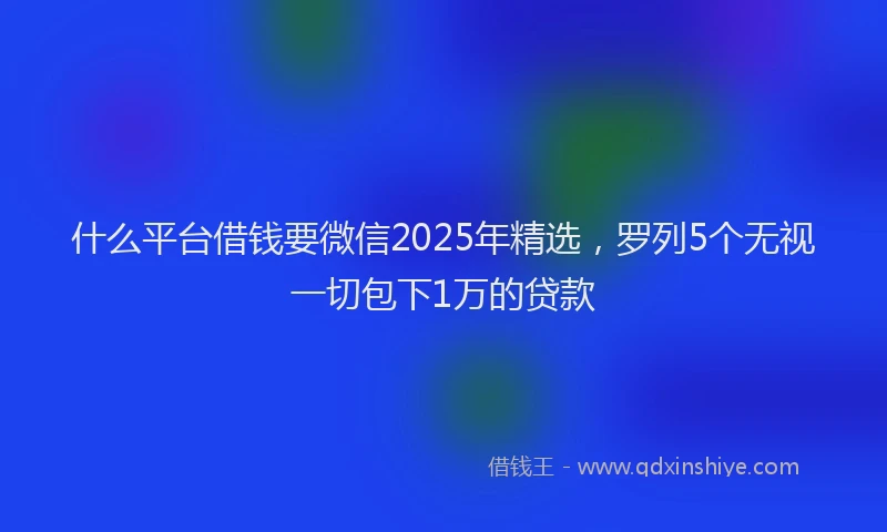 什么平台借钱要微信2025年精选，罗列5个无视一切包下1万的贷款