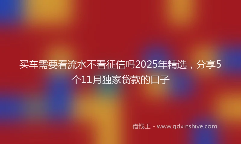 买车需要看流水不看征信吗2025年精选，分享5个11月独家贷款的口子