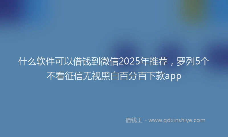 什么软件可以借钱到微信2025年推荐，罗列5个不看征信无视黑白百分百下款app
