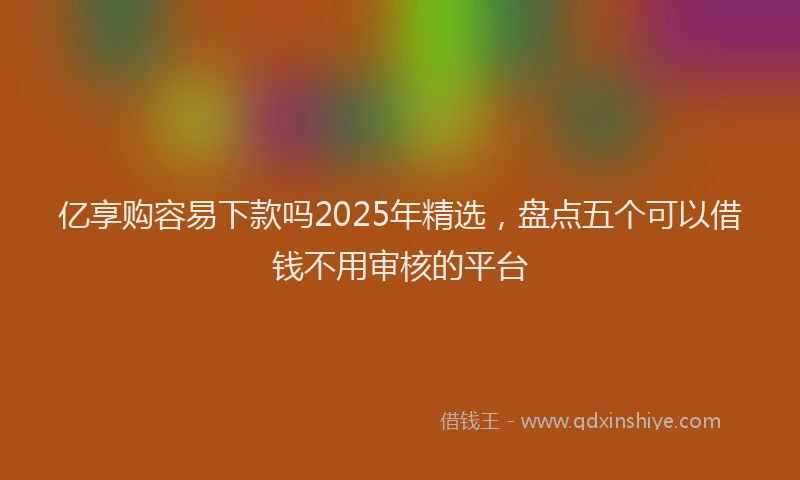 亿享购容易下款吗2025年精选，盘点五个可以借钱不用审核的平台