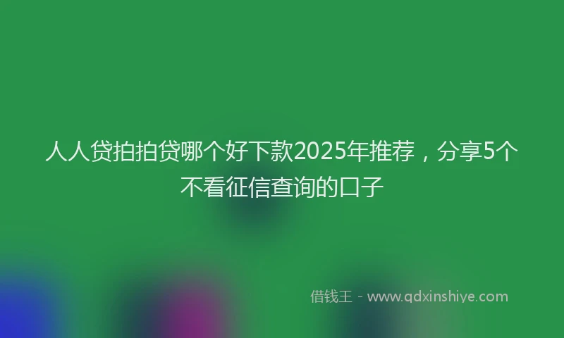 人人贷拍拍贷哪个好下款2025年推荐，分享5个不看征信查询的口子