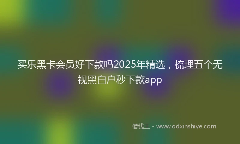 买乐黑卡会员好下款吗2025年精选，梳理五个无视黑白户秒下款app