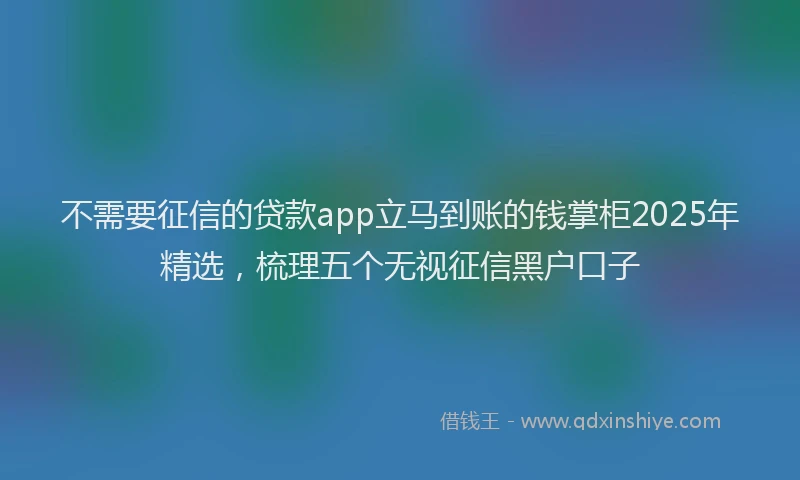 不需要征信的贷款app立马到账的钱掌柜2025年精选，梳理五个无视征信黑户口子