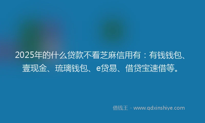 2025年的什么贷款不看芝麻信用有：有钱钱包、壹现金、琉璃钱包、e贷易、借贷宝速借等。