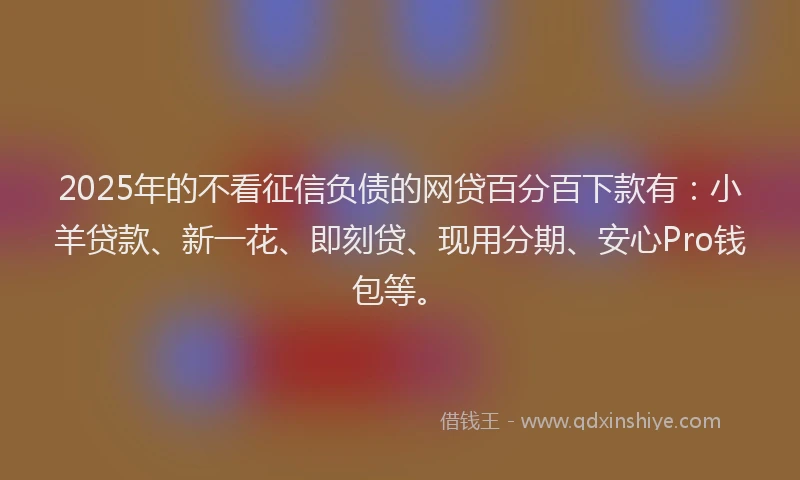 2025年的不看征信负债的网贷百分百下款有：小羊贷款、新一花、即刻贷、现用分期、安心Pro钱包等。