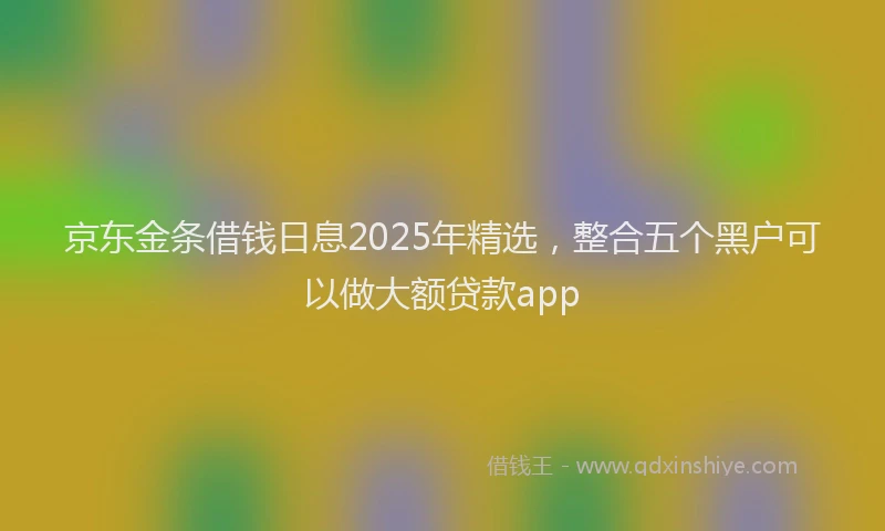 京东金条借钱日息2025年精选，整合五个黑户可以做大额贷款app