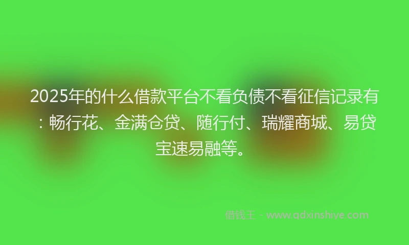 2025年的什么借款平台不看负债不看征信记录有：畅行花、金满仓贷、随行付、瑞耀商城、易贷宝速易融等。