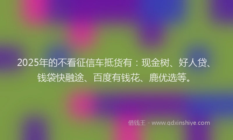 2025年的不看征信车抵货有：现金树、好人贷、钱袋快融途、百度有钱花、鹿优选等。