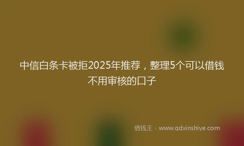 中信白条卡被拒2025年推荐，整理5个可以借钱不用审核的口子
