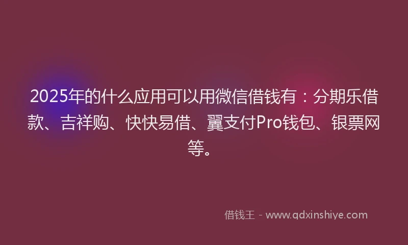2025年的什么应用可以用微信借钱有：分期乐借款、吉祥购、快快易借、翼支付Pro钱包、银票网等。