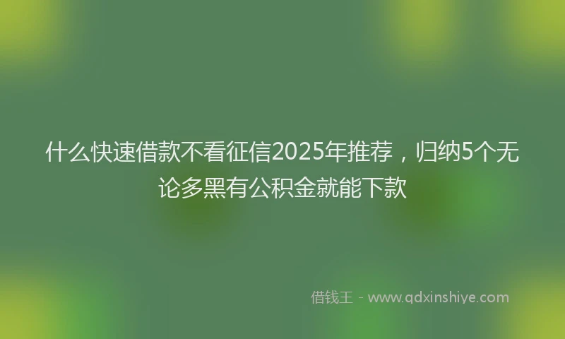 什么快速借款不看征信2025年推荐，归纳5个无论多黑有公积金就能下款