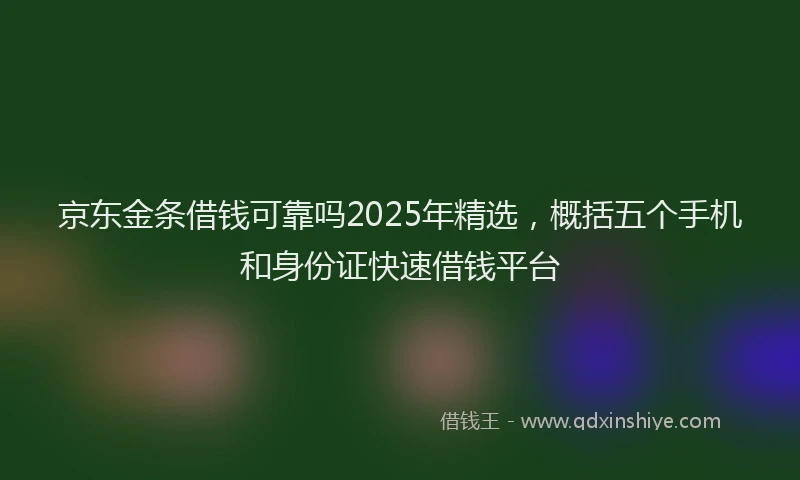 京东金条借钱可靠吗2025年精选，概括五个手机和身份证快速借钱平台