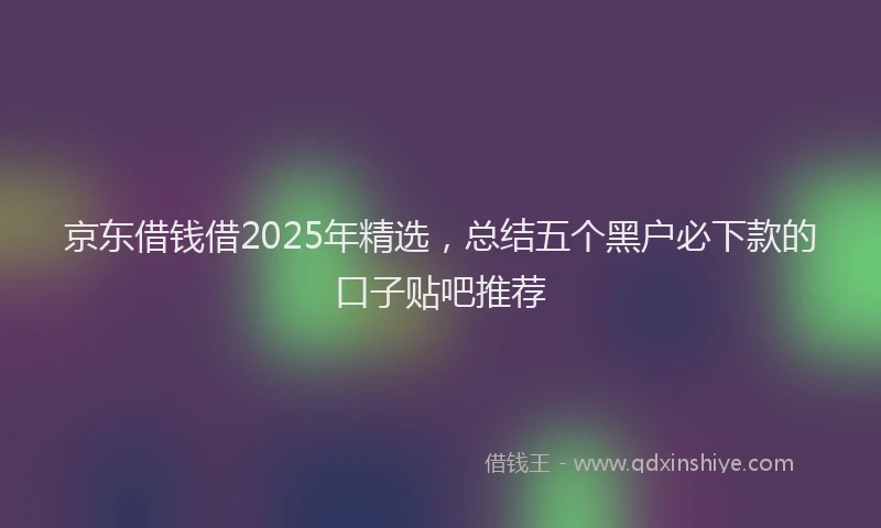 京东借钱借2025年精选，总结五个黑户必下款的口子贴吧推荐